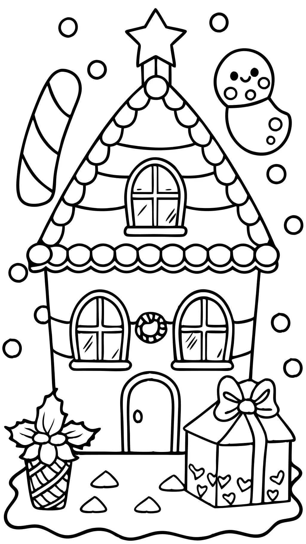 coloriage de maison en pain d’épice imprimable